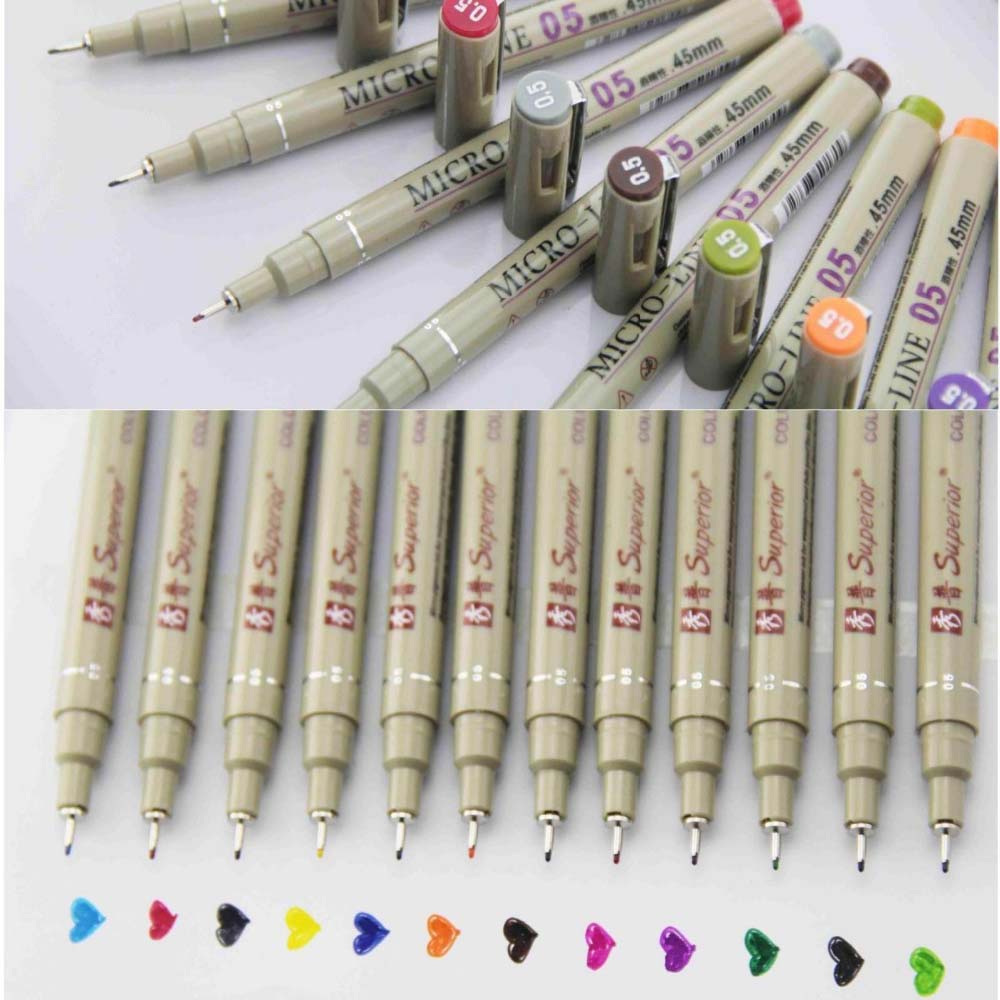 Copic Marker Sketch - 12 Warna Berpori-Point Pena Menggambar Sketsa